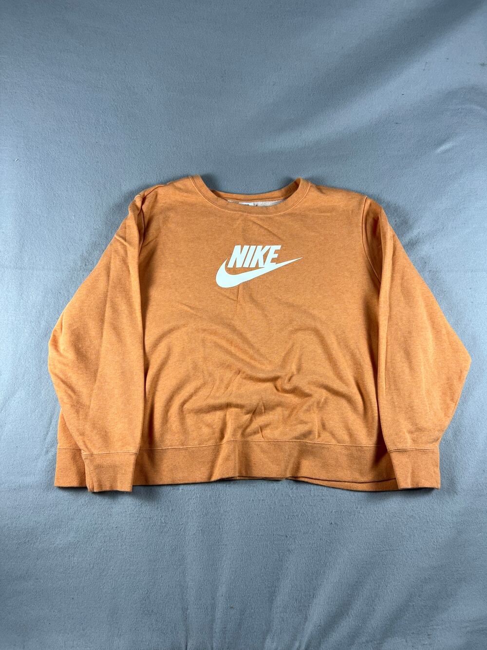 Nike Sweatshirt Womens 3X Heathered Orange Crewneck Futura Logo Pullover